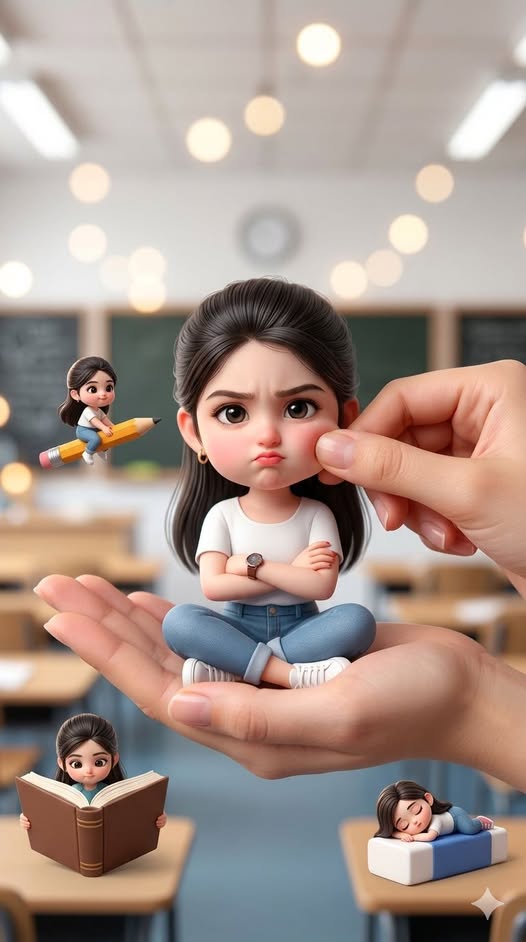 Create a stylized big-head miniature portrait