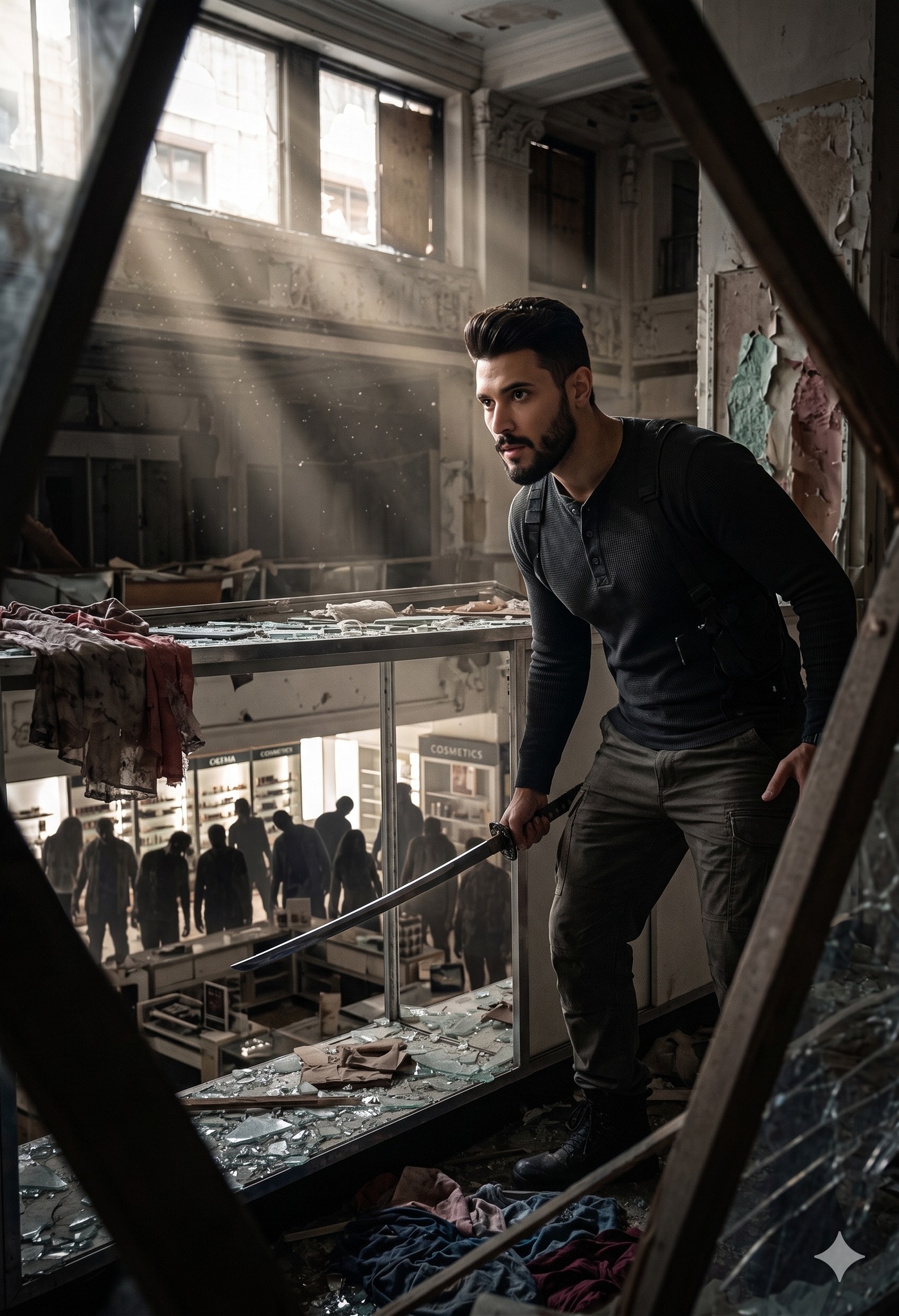A tense, atmospheric medium shot set